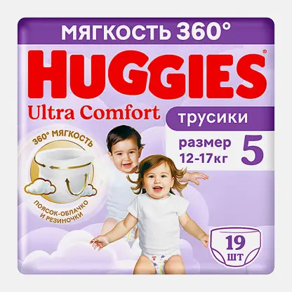 Трусики-подгузники №5 12-17кг Huggies Ультра комфорт 19шт