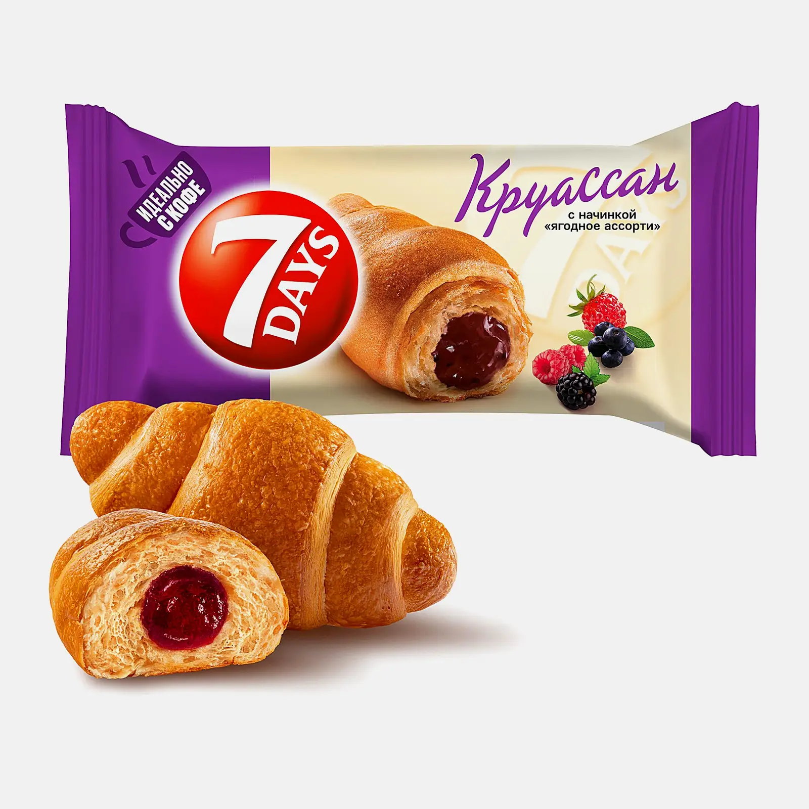 Круассан с начинкой Ягодное ассорти 7Days 65г Круассан с начинкой Ягодное ассорти 7Days 65г