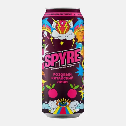 Напиток энергетический розовый китайский личи Spyre 450мл
