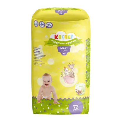 Изображение товара Подгузники-трусики Каспер 4 Maxi 7-18кг 72шт