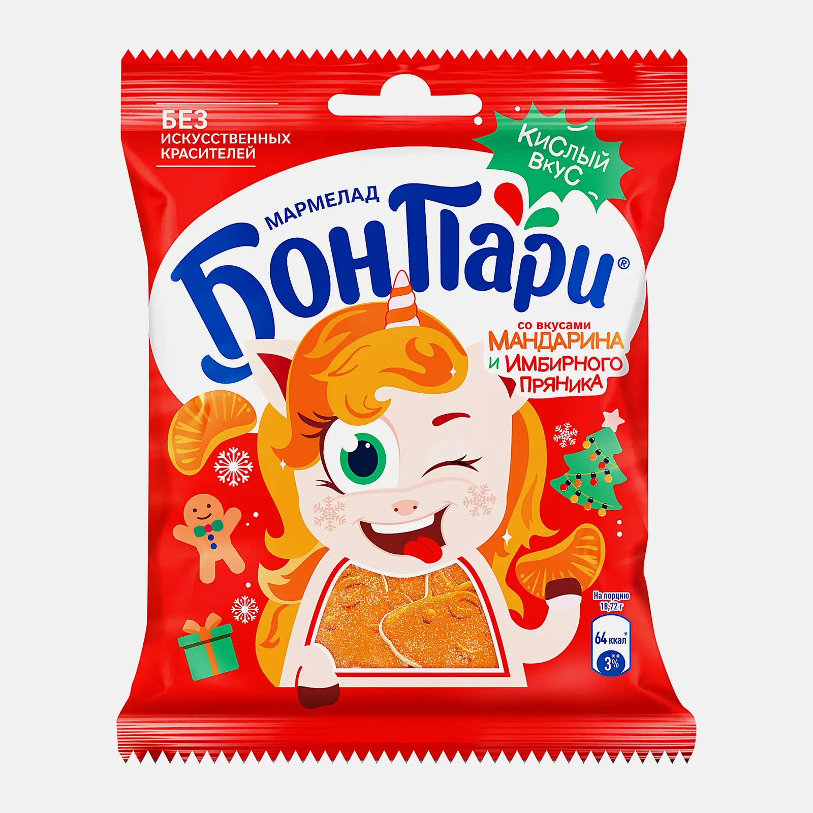 Изображение товара Мармелад жевательный со вкусом мандарина и имбирного пряника Бон Пари 100г