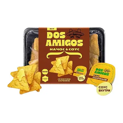 Изображение товара Чипсы кукурузные Барбекю с сырным соусом Dos Amigos 185г