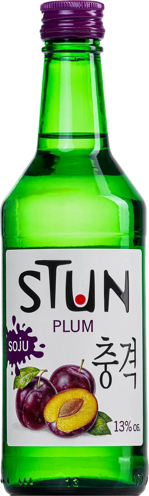 Изображение товара Stun Соджу Слива 13% 375мл ликер натуральный и вкусный напиток Россия