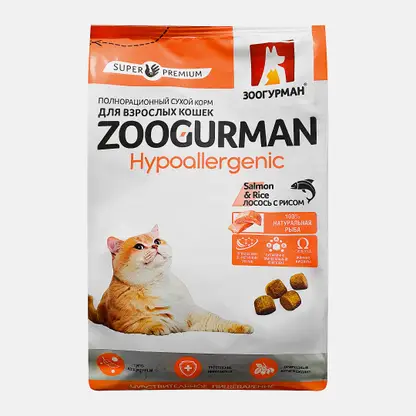 Сухой корм для кошек лосось с рисом Zoogurman 1.5кг