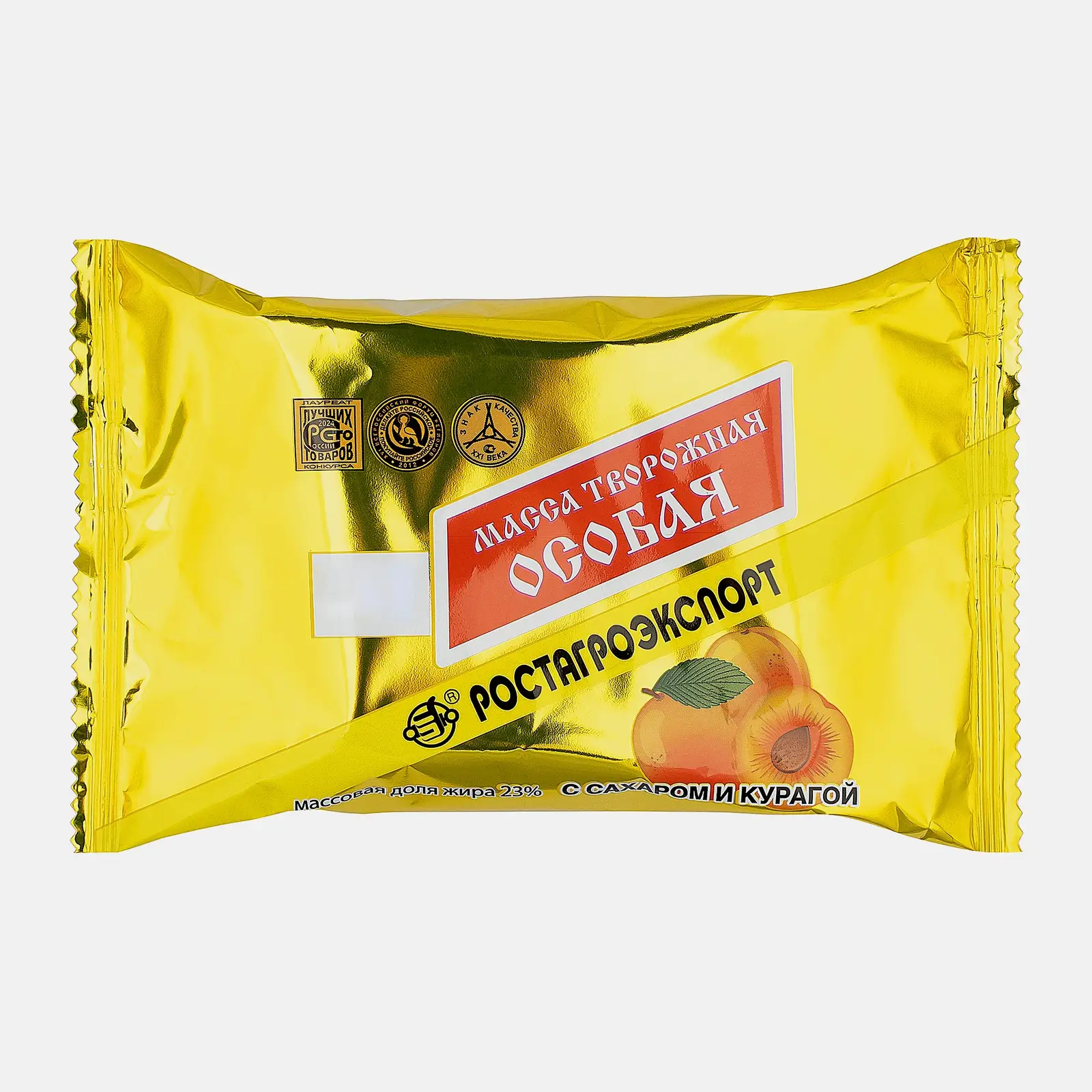 Изображение товара Масса творожная Ростагроэкспорт с курагой 23% 180г натуральный десерт