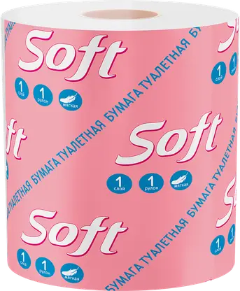 Туалетная бумага Soft белая 1 слой 1 рулон