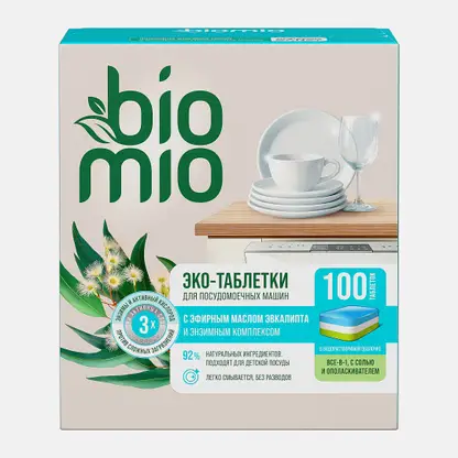 Таблетки для Посудомоечных машин Biomio Bio-Total с эфирным маслом эвкалипта 100шт