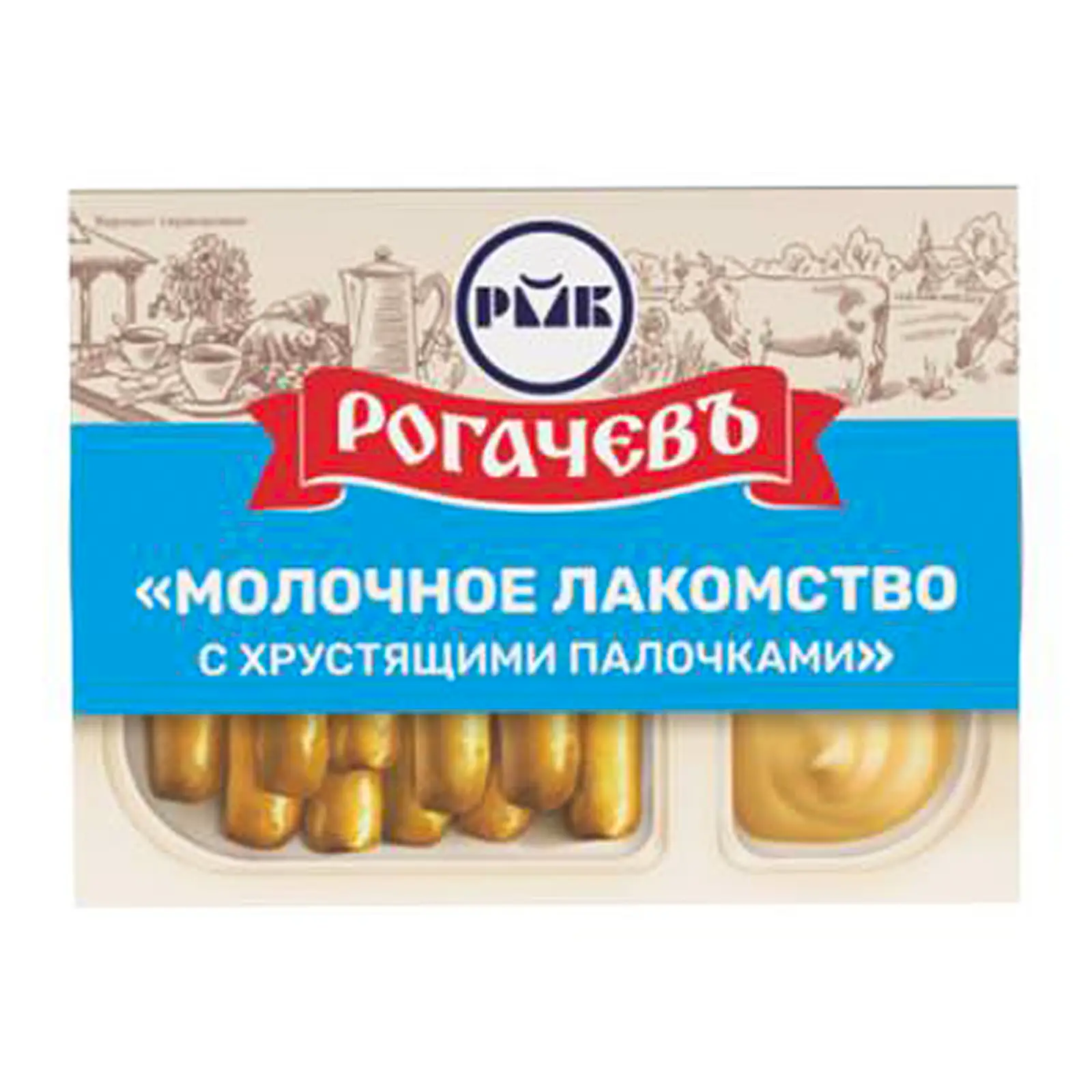 Изображение товара Молоко сгущенное Рогачевъ классическое с хлебными палочками 47г натуральный продукт