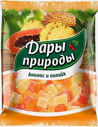 Цукаты ананас и папайя Дары Природы 150г