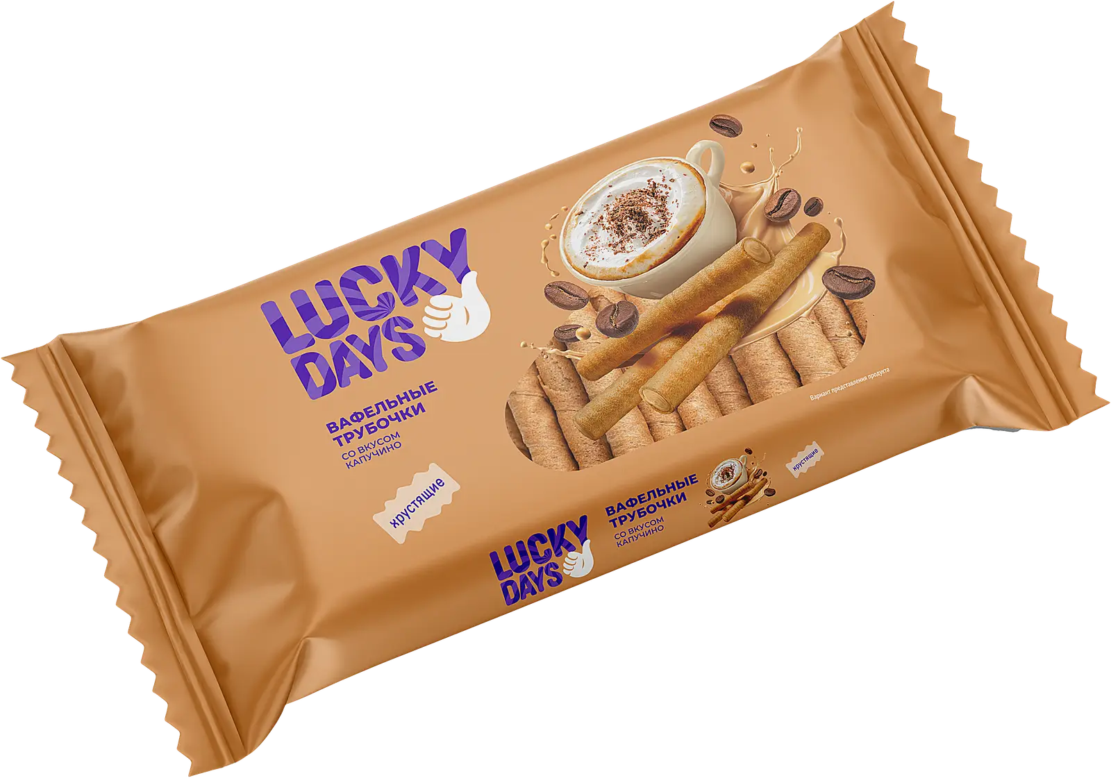Изображение товара Вафельные трубочки со вкусом капучино Lucky Days 200г вкусный десерт и кофе в одном
