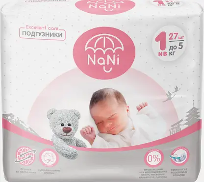 Подгузники Nani 1NB до 5кг 27шт