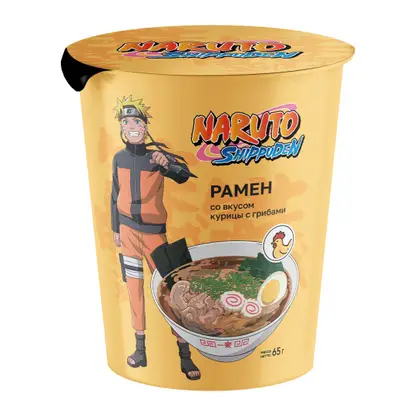 Изображение товара Лапша быстрого приготовления Рамен со вкусом курицы с грибами Naruto 65г
