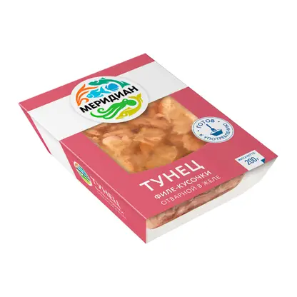 Изображение товара Тунец Меридиан филе-кусок без кожи отварной в желе 200г