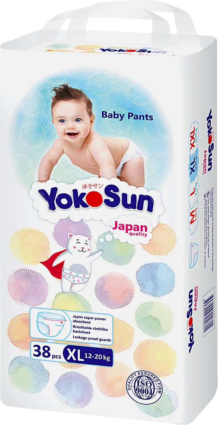 Подгузники-трусики Yokosun детские р.XL 12-20кг 38шт - фото 2