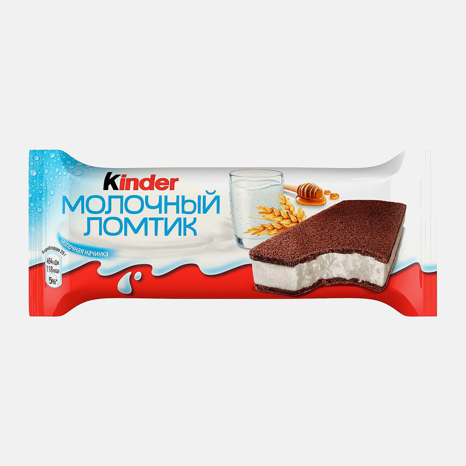 Изображение товара Пирожное бисквитное Молочный ломтик с молочной начинкой Kinder 28г