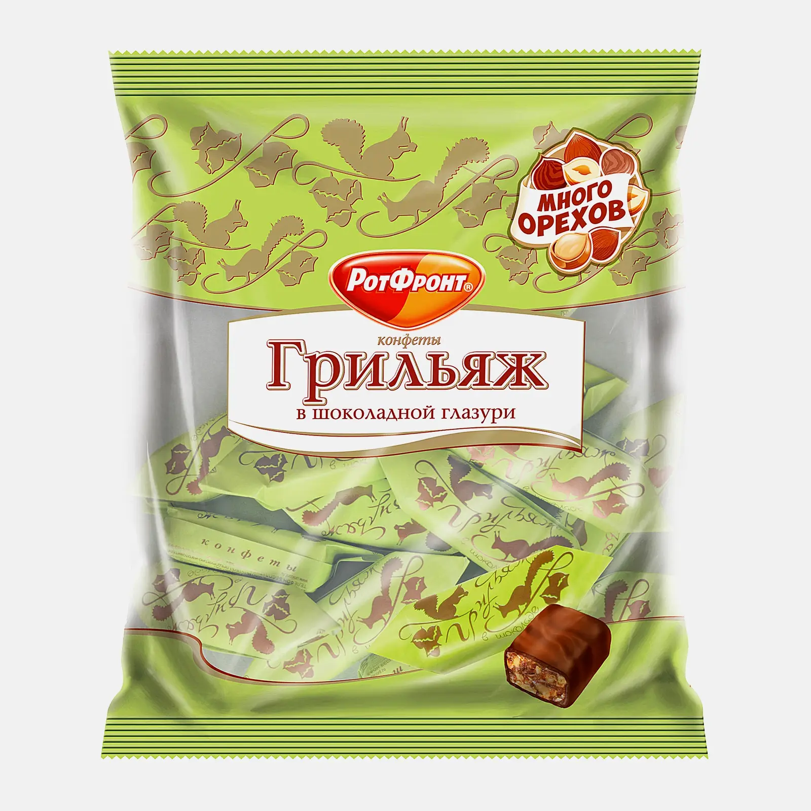 Изображение товара Конфеты Рот Фронт Грильяж в шоколаде 200г вкусные хрустящие с орехами и ванилью