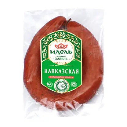 Изображение товара Колбаса Идель Кавказская Халяль полукопченая 400г