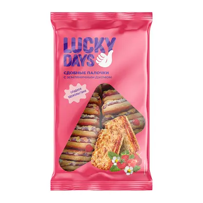Изображение товара Сдобные палочки с земляничным джемом Lucky Days 308г