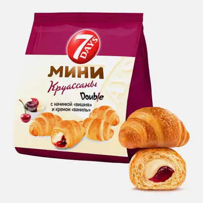 Мини-круассаны двойная начинка ваниль вишня 7Days 265г