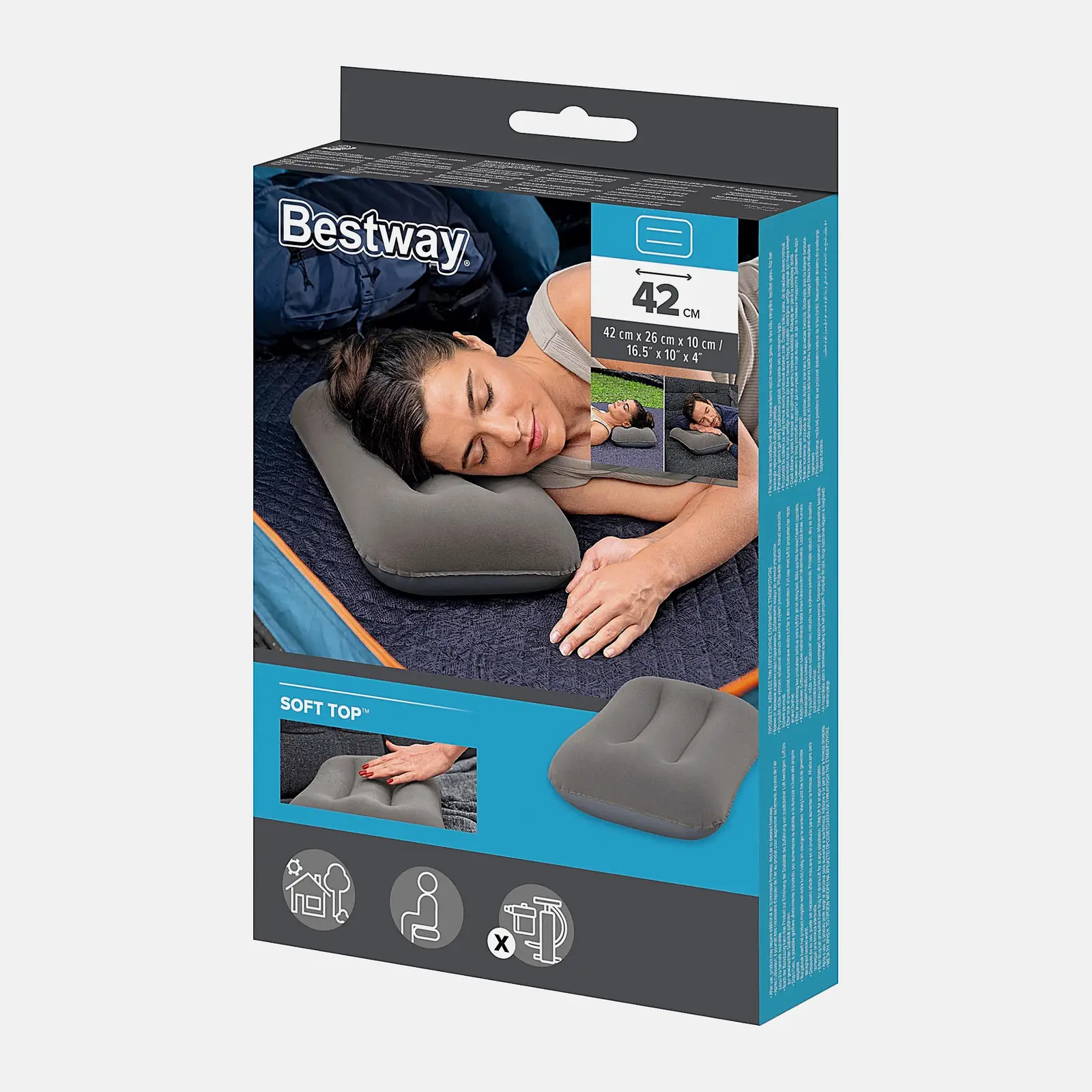 Надувная подушка флокированная 48*30см Bestway - фото 3