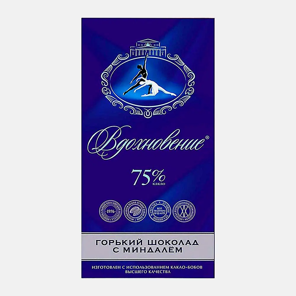 Шоколад Вдохновение горький с миндалем 75% 90г