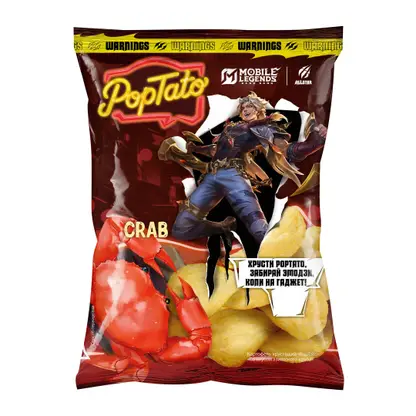 Изображение товара Чипсы Poptato картофельные хрустящие Азиатский краб 50г