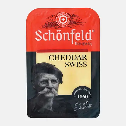 Сыр Чеддер красный в нарезке Schonfeld 50% 125г