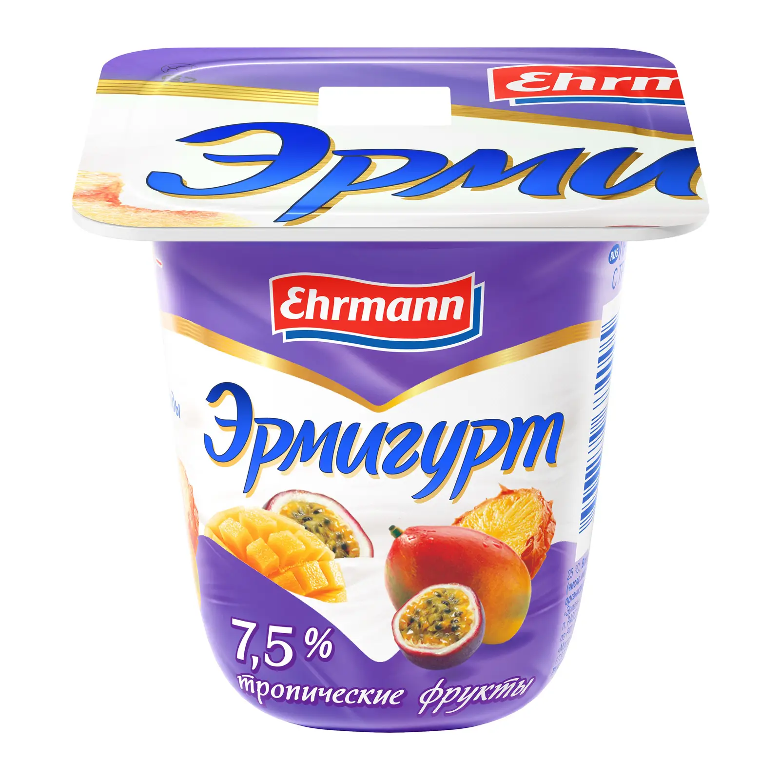 Изображение товара Продукт йогуртный Эрмигурт Тропические фрукты 7.5% 100г