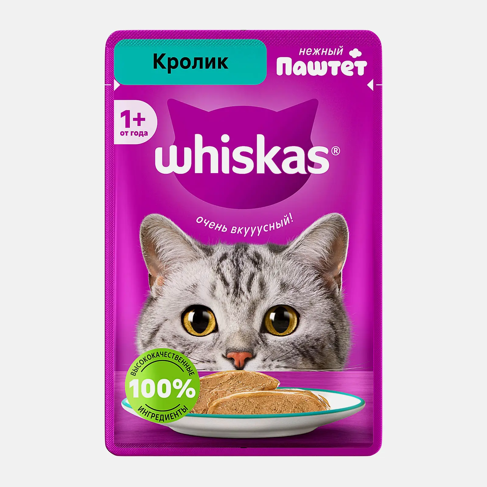 Изображение товара Паштет для кошек с кроликом Whiskas 75г Изображение товара Паштет для кошек с кроликом Whiskas 75г