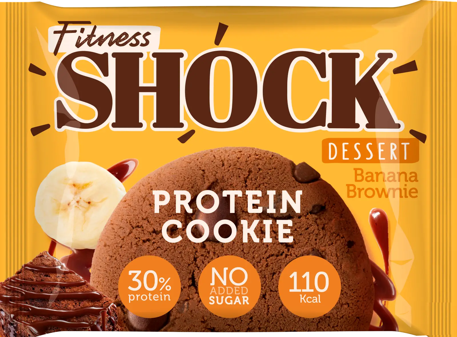 Батончик Fitnesshock Protein Cookie Dessert Банановый брауни 35г — в  каталоге на сайте сети Магнит | Краснодар