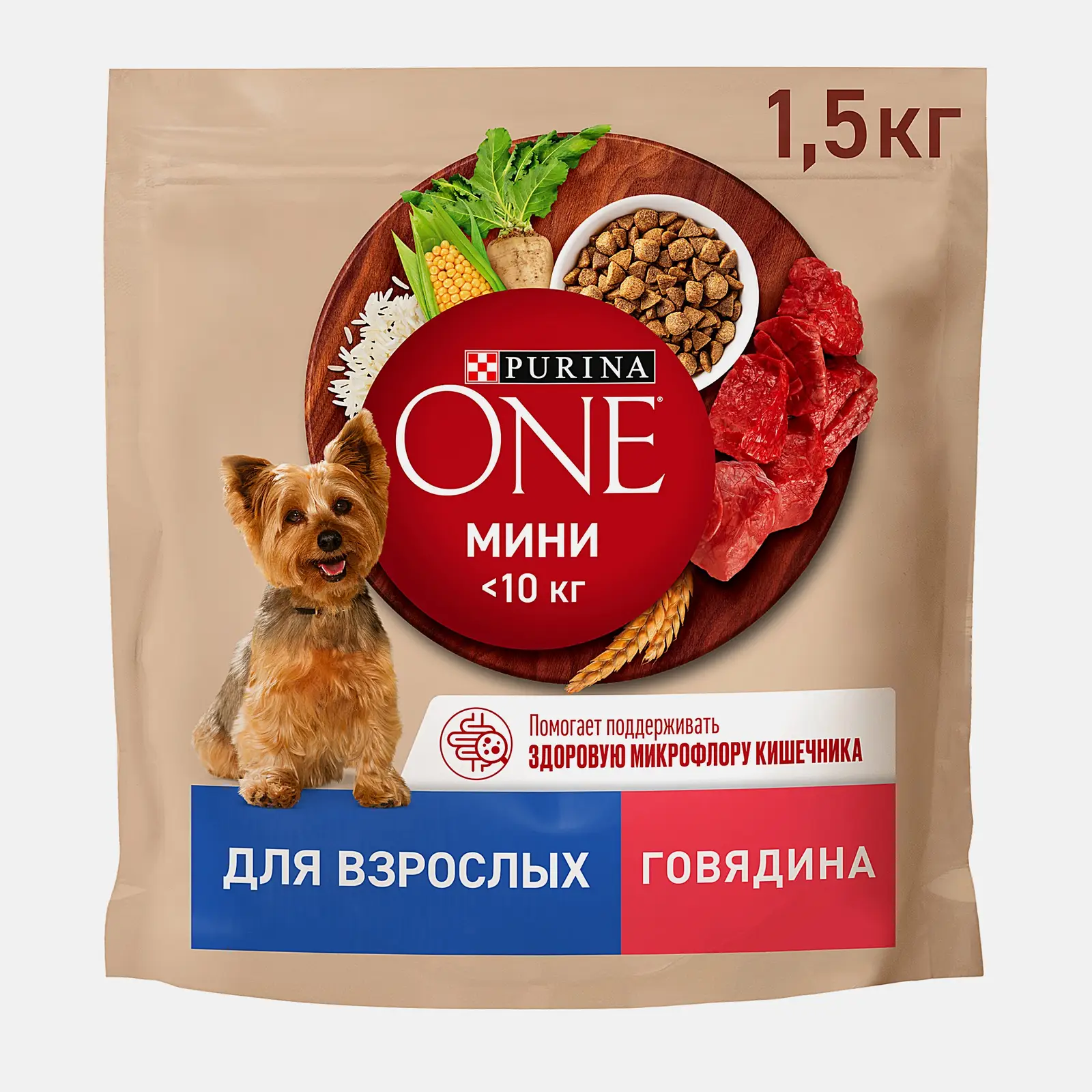 Сухой корм для собак с говядиной и рисом Purina ONE 1.5кг