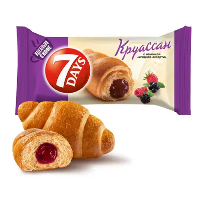 Изображение товара Круассан с начинкой Ягодное ассорти 7Days 65г