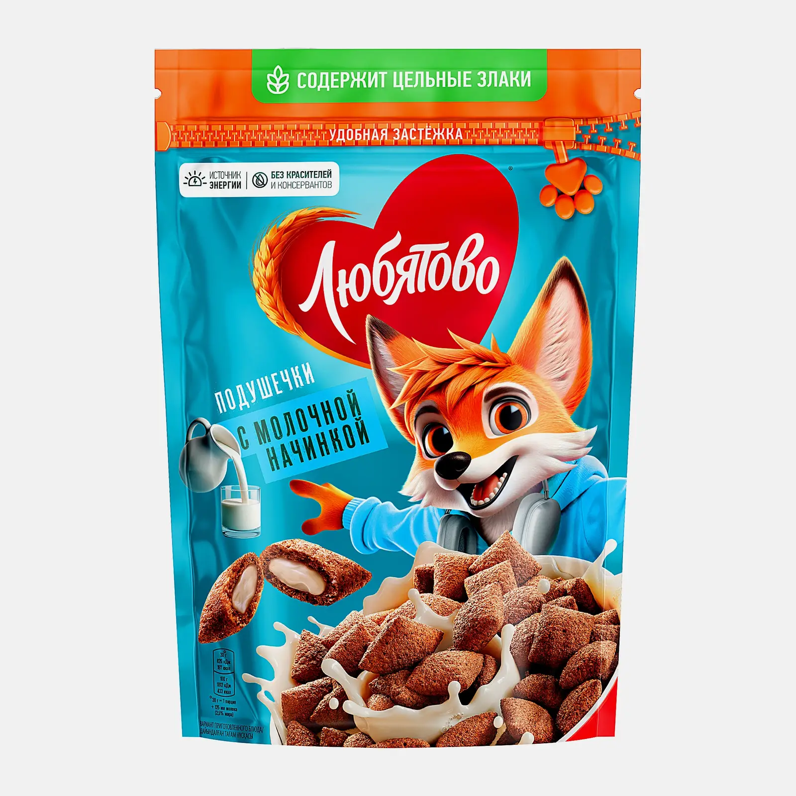 Изображение товара Подушечки Любятово с молочной начинкой 220г - вкусный завтрак для всей семьи