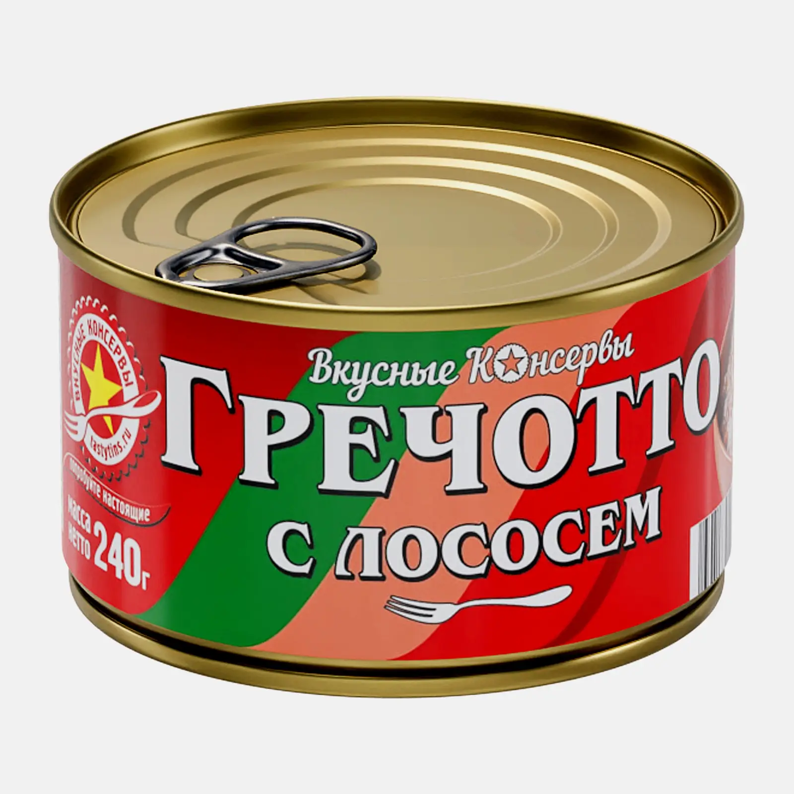 Изображение товара Гречотто с лососем Вкусные консервы 240г - натуральное блюдо из горбуши и гречневой крупы