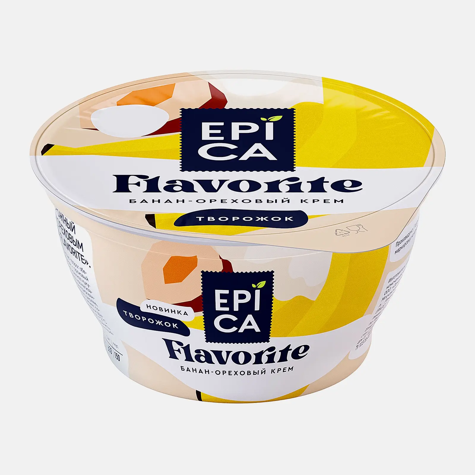 Изображение товара Десерт творожный Epica Flavorite банан-ореховый крем 7.6% 130г