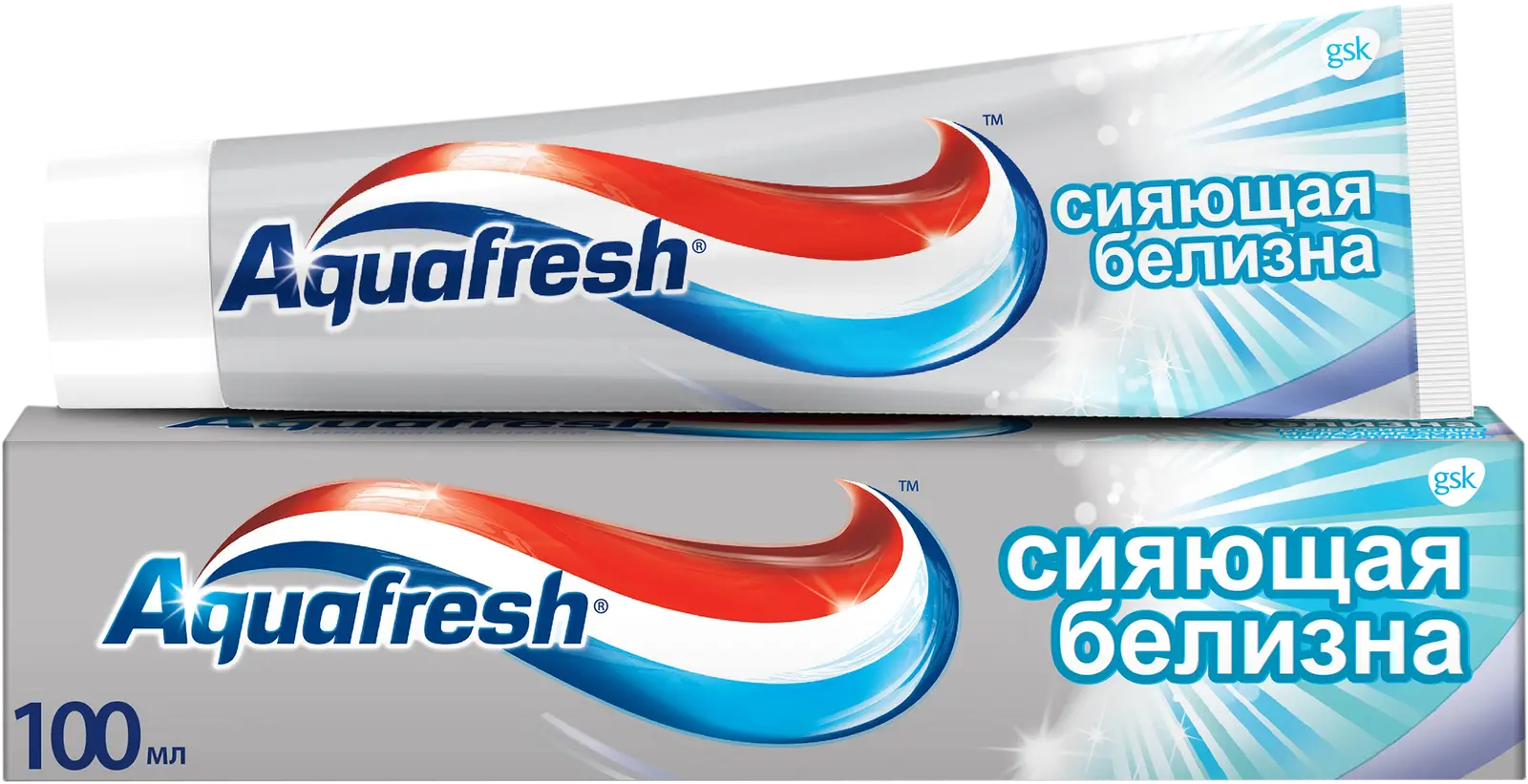 Зубная паста Aquafresh Сияющая белизна отбеливающая с фтором для тройной защиты полости рта 100мл