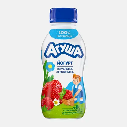 Питьевой йогурт со вкусом клубники и земляники с 3 лет Агуша 180г