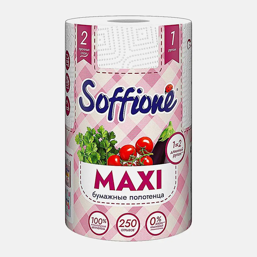 Бумажные полотенца Soffione Maxi 2 слоя 1 рулон Бумажные полотенца Soffione Maxi 2 слоя 1 рулон