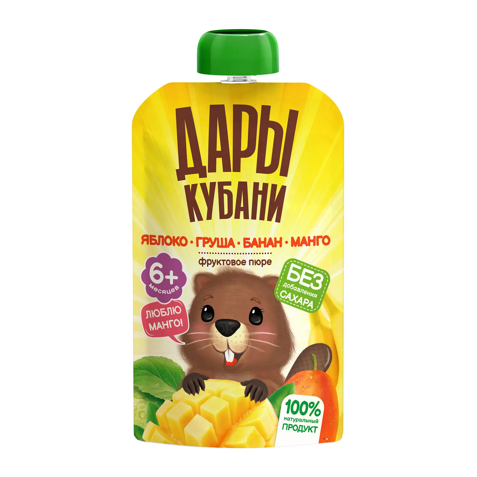 Изображение товара Пюре детское Дары Кубани фруктовое из яблок банана манго и груши с 6 месяцев 90г