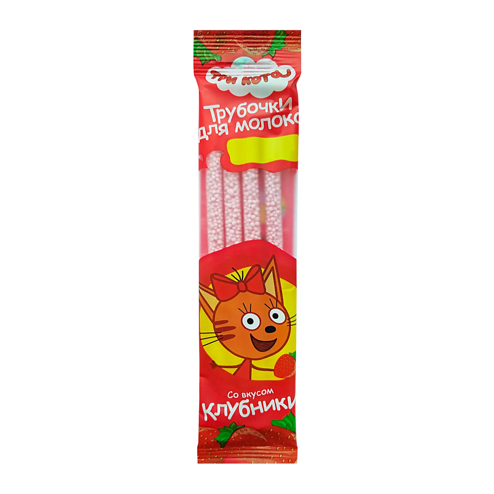 Изображение товара Трубочки Три кота для молока со вкусом клубники 24г