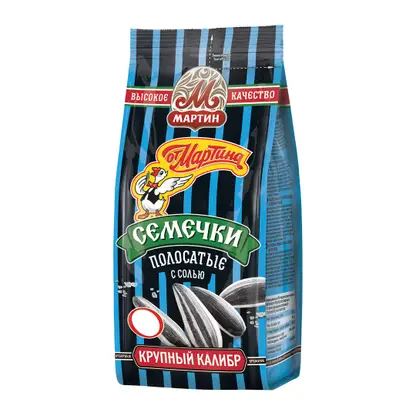 Изображение товара Полосатые семечки с солью От Мартина 250г вкусная закуска натуральный продукт