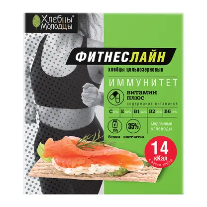 Изображение товара Цельнозерновые хлебцы Молодцы Витамин плюс 100г без сахара и дрожжей