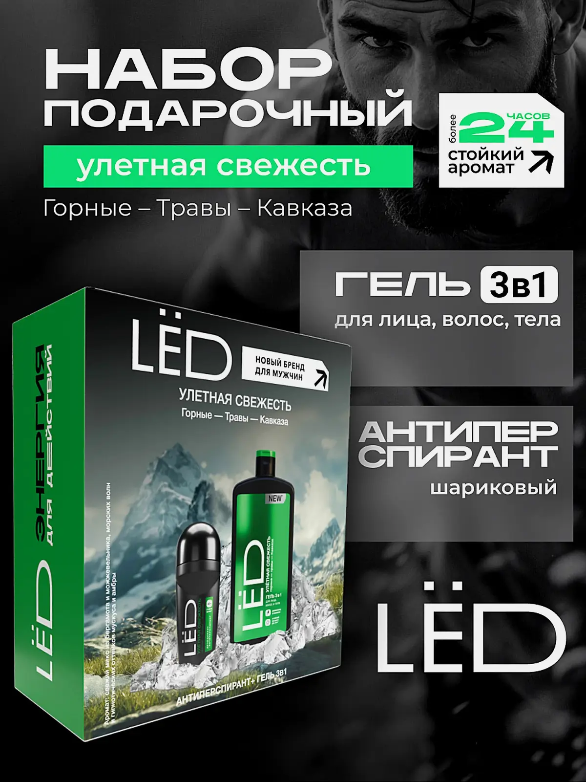 Подарочный набор Led Шампунь для волос 490мл + Парфюмированный гель для душа 490мл в ассортименте - фото 3