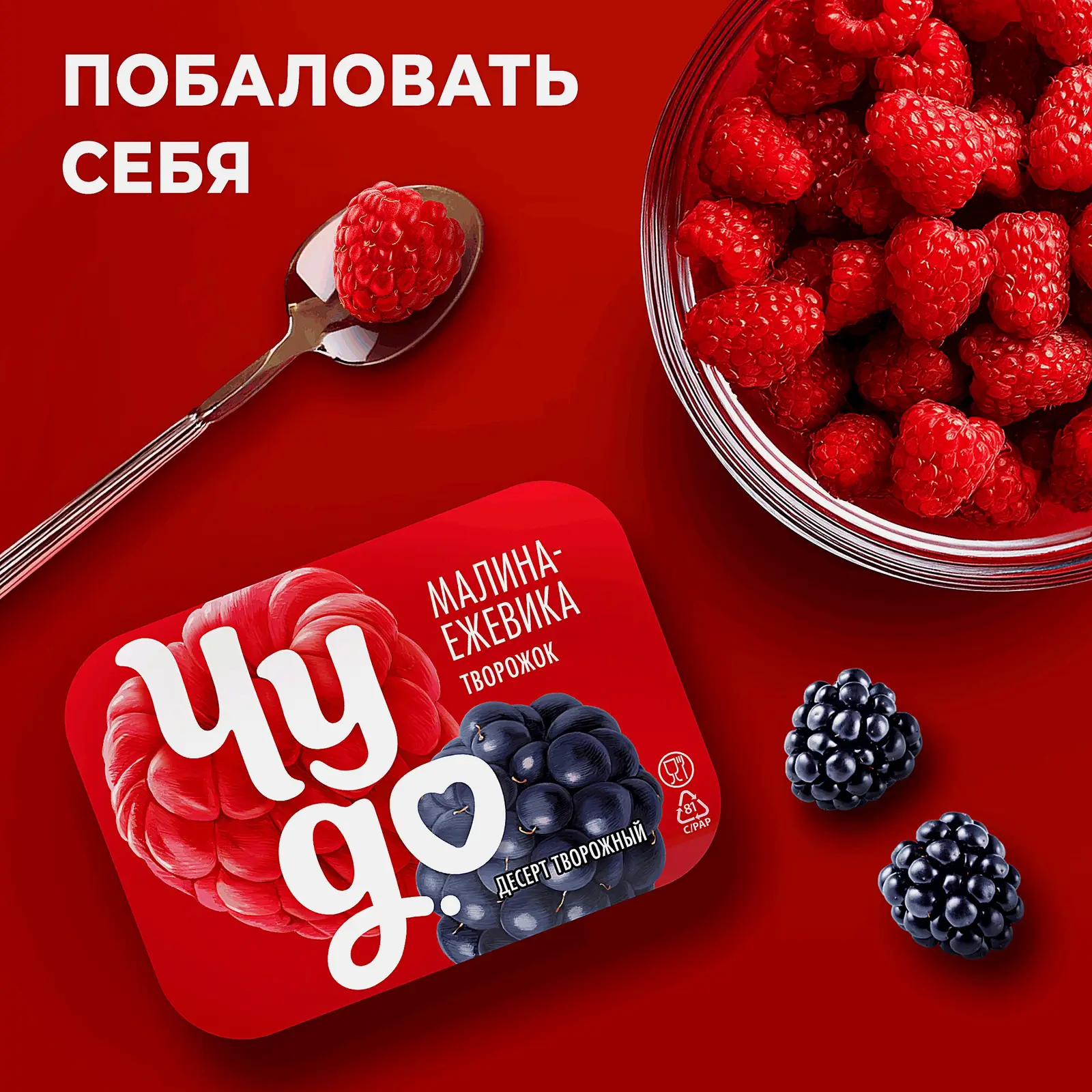 Творожок двухслойный ежевика и малина Чудо 4.2% 100г - фото 4
