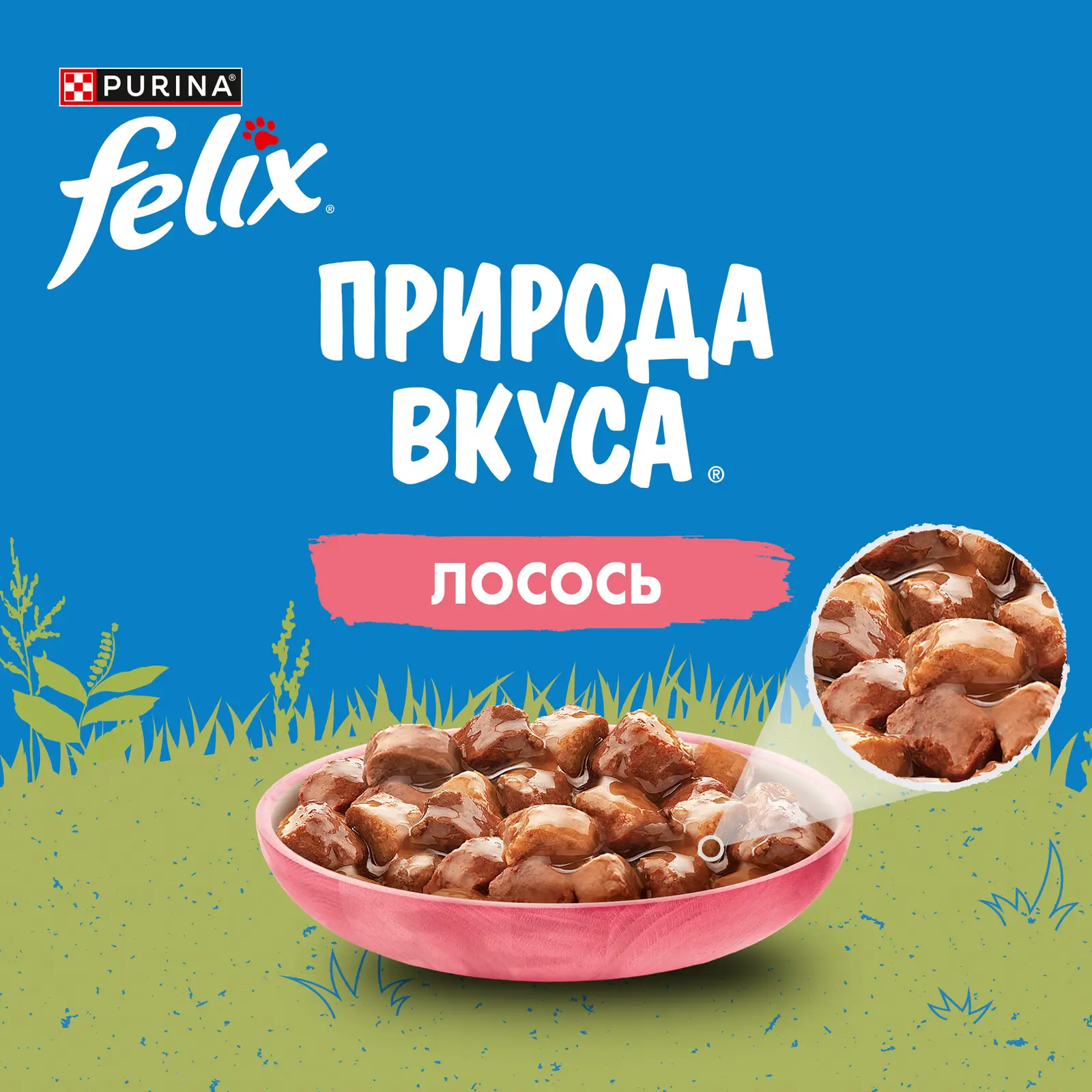 Влажный корм для кошек Felix Природа вкуса c лососем в соусе 75г