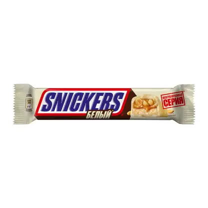 Изображение товара Батончик Snickers белый с карамелью и арахисом 81г