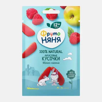 Фруктовые кусочки из яблока и малины Фрутоняня 15г