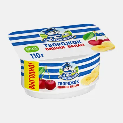 Продукт творожный Простоквашино Вишня банан 3.6% 110г