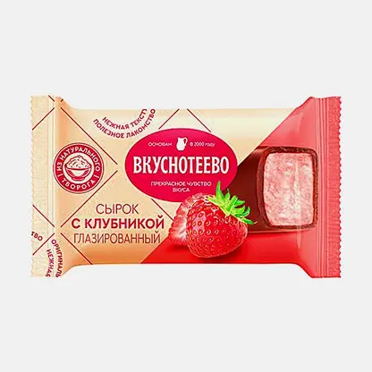 Сырок творожный глазированный премиум с клубникой Вкуснотеево 15% 40г