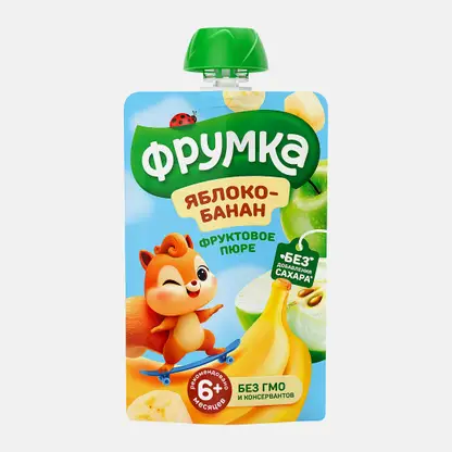 Пюре детское Фрумка яблоко-банан с 6 месяцев 90г
